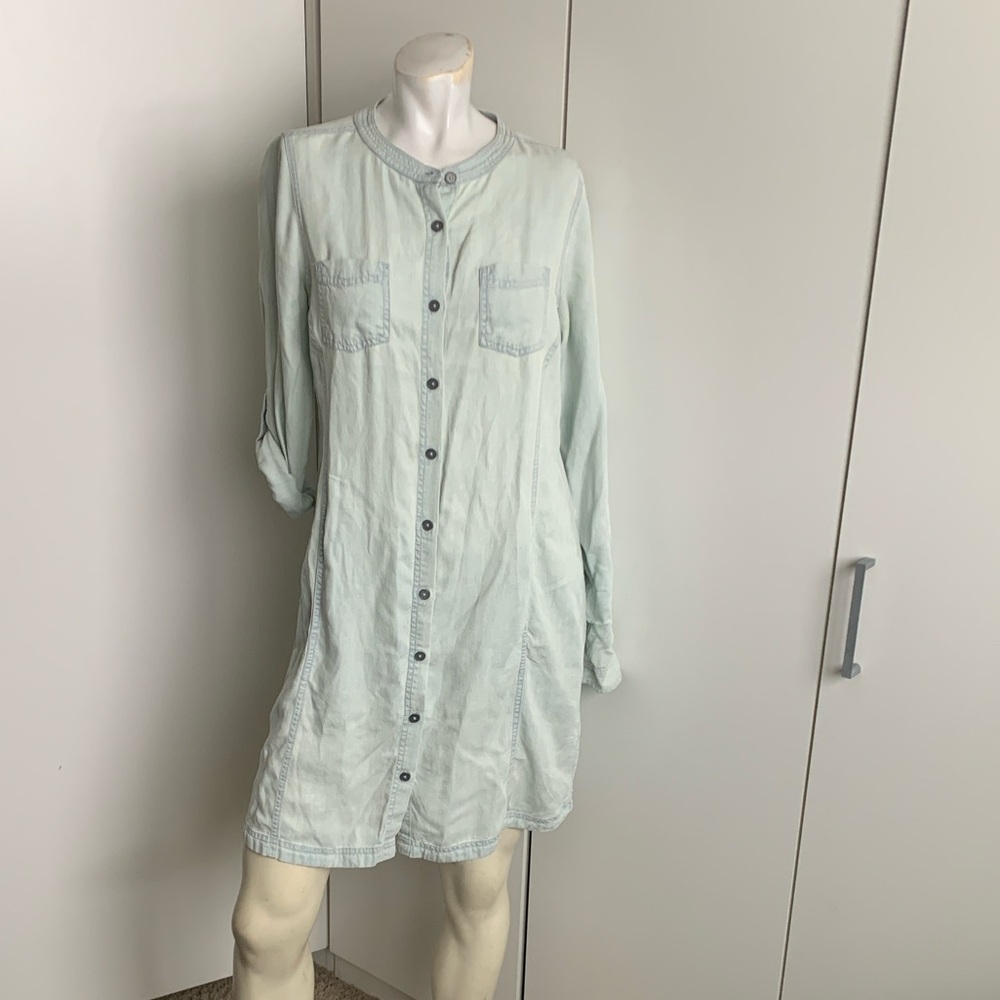 PrAna chambray long sleeve roll tab blue size medium tunic blouse